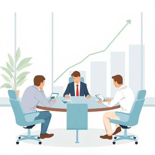 Illustration of business meeting and financial growth