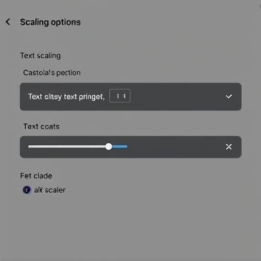 Interface showing text scaling options