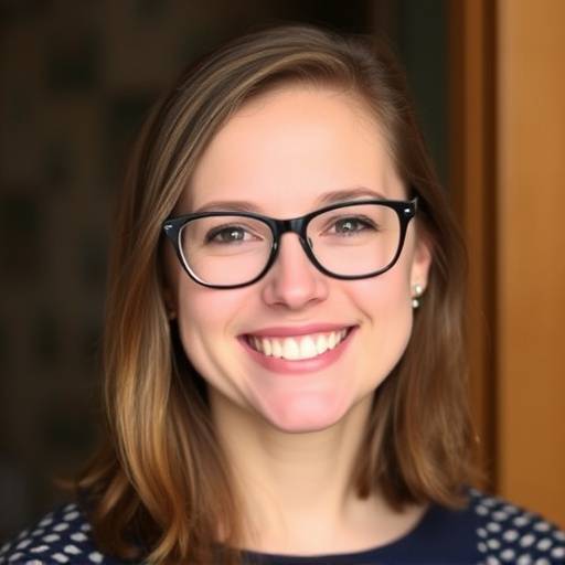 Portrait of a smiling woman with glasses, testimonial from Emily Davis.