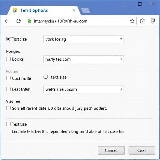 Screenshot showing the text size adjustment options in a web browser