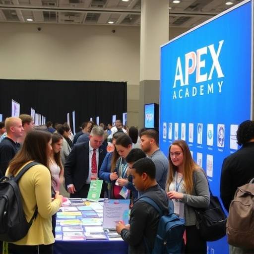 Students attending an Apex Academy career fair